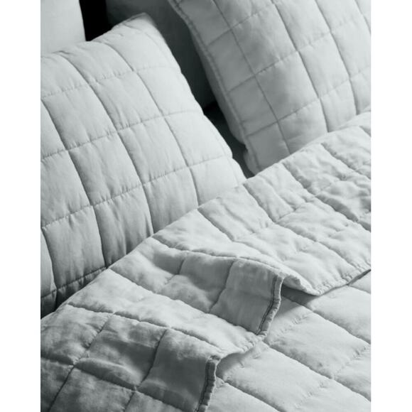 Quince European Linen Box Quilted Standard Sham Set Mist NWOT #9 - Picture 3 of 3